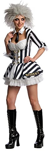 Secret Wishes Rubie‘s Official Beetlejuice-Kostüm für Damen mit Perücke, sexy Outfit für Halloween Halloween