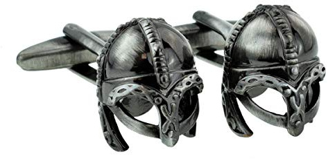 Viking Warrior Battle Helmet Cufflinks, Antique Finish, Metal Battle Design, Presented in a Gift Box