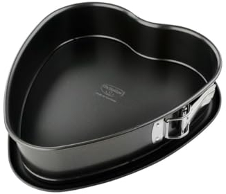 Dr. Oetker Herz-Springform mit Auslaufschutzboden Ø 25 cm, Kuchenform mit Flachboden, herzförmige & auslaufsichere Backform aus Stahl mit Antihaftbeschichtung (Farbe: schwarz), Menge: 1 Stück