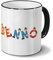 printplanet Tasse mit Namen Benno - Motiv Holzbuchstaben - Namenstasse, Kaffeebecher, Mug, Becher, Kaffeetasse - Farbe Schwarz