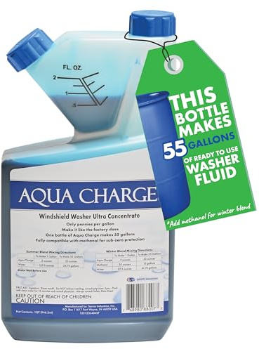 Sanco Industries Aqua Charge - Windshield Washer Fluid Ultra Concentrate, 1 Bottle Makes 55 Gallons - 32 Ounces