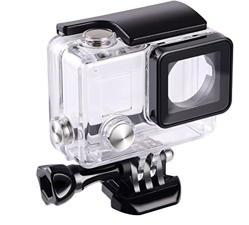 Flycoo Custodia Impermeabile Con Obiettivo per GoPro Hero 3 + Hero 4 Fotocamera di Azione Con vite di Fissaggio e Base Protezione Subacquea 45 M