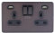 Schneider Electric, Ultimate Screwless Flat Plate (USFP) Bespoke Ultra Slim Profile with a 1.5 mm Plate Thickness, Wiring Devices Dark Bronze, GGBGU34202USBBDBP