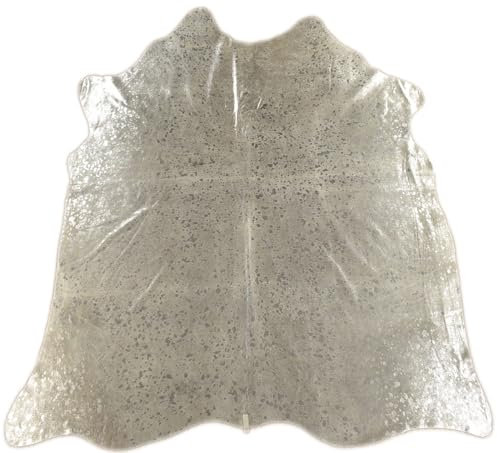 generisch Kuhfell Stierfell Kalbfell Teppich Silber Devore grau ca. 200 x 180 cm Metallic Effektvon KUHFELLE online