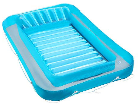 Flotador Inflable de Bronceado para Piscina, Tumbona Personal con Almohada, Cama Inflable para Piscina de Bronceado (Azul) | A Partir de 13 años