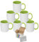 MR.R Sublimation Blanks Lave-vaisselle Tasses à café en céramique avec tasse de couleur verte intérieure et poignée tasse à boire tasse pour lait thé eau cola, 11 oz, lot de 6