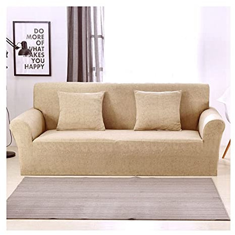 Daesar Sofabezug Ecksofa Wasserdicht, Eck Couch Überzug 2 Sitzer Polyester Khaki Sofa Überwurf M 145-185