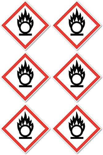 Brandfördernd, Gefahrensymbol: UN/GHS-Gefahrenpiktogramm - Aufkleber: 5 cm, 6 Stück