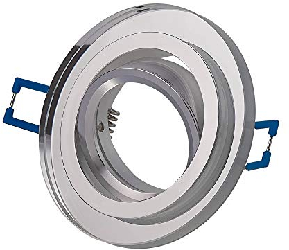 6er Set Einbaurahmen aus Glas rund - transparent schwenkbar - Rahmen geeignet für GU10 MR16 LED und Halogen-Leuchtmittel - Ø75-80mm Bohrloch