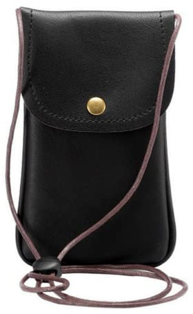 Universal Leather Cell Phone Shoulder Pocket Wallet Pouch Bag Case with Neck Strap