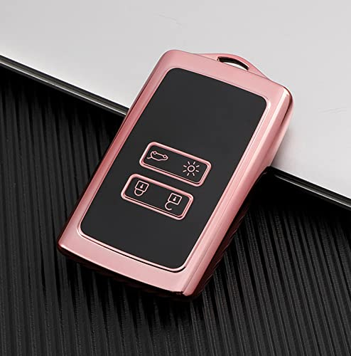 HooRLZ R-enault Schlüsselhülle, Silikon Schlüssel Cover für Renault Clio Dacia Espace Master Megane Talisman Scenic Kadjar Schlüsselhülle, 4-Tasten Autoschlüssel Hülle Dacia - Rosa