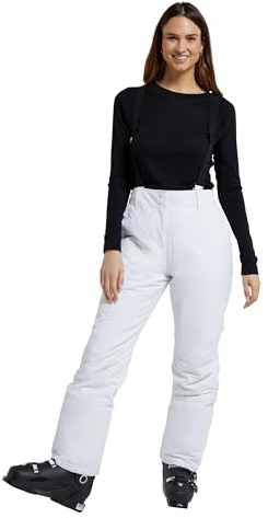 Mountain Warehouse Pantalon de Ski Femmes Moon - Déperlant, Taille réglable, Bretelles détachables, Poches - Idéal pour Le Ski, Hiver Blanc 42