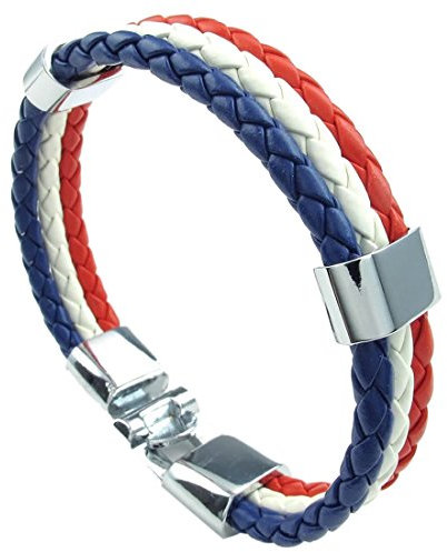 optique Bracelet Alliage Blanc Rouge-Bleu (Largeur 14mm Longueur 23cm), Alliage, cuir