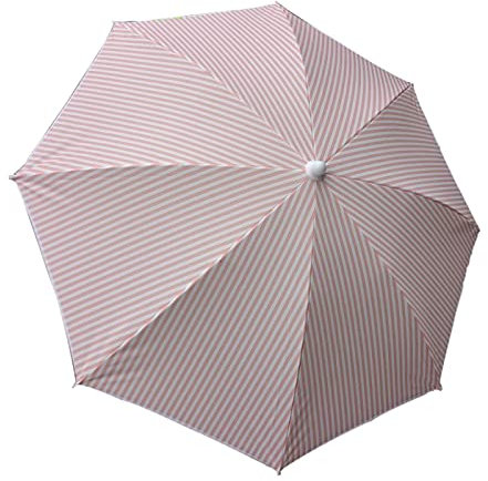 YFZNWHX 1.6M Garden Parasol Folding Patio Parasol With Tassel Pink White Striped Beach Umbrella Parasol Outdoor Balcony Parasol Leisure Sun Protection