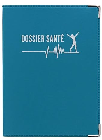 Porte Ordonnance Bleu Pétrole Fabrication Française Etui Carte Vitale mutuelle Dossier santé Feuilles Maladies