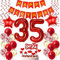 Deko 35. Geburtstag frauen Rot ,Geburtstagsdeko 35 jahre frauen Luftballons 35 Geburtstag dekoration Rot,Folienballon 35 Geburtstag deko frauen Rot Tortendeko 35 Geburtstag frau deko rot