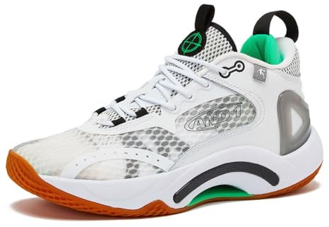 AND1 Basketball Shoes for Women and Men, High Top Men’s Basketball Shoes - Womens Basketball Sneakers Size 6 to 16, Weiß/Hellgrün, 11.5 Women/10 Men