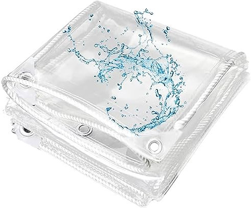 AHWEKR transparentes Vinylwasserstofftuch - 0,35 mm transparentes PVC-wasserdichtes Tuch mit Seilring und Seil für schwere Rissfestigkeit für Campingplätze, Autos, Innenhöfe und Pavillons (7' x 10')
