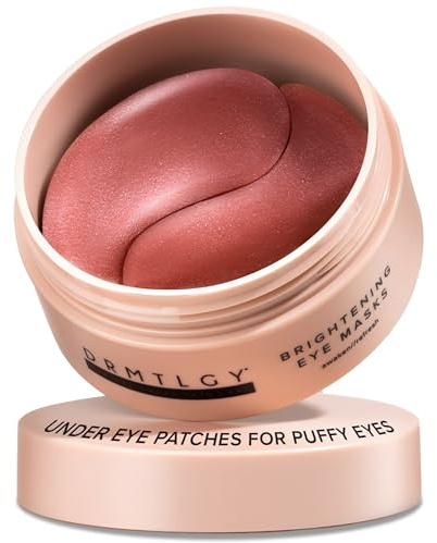 DRMTLGY Brightening Eye Masks – Biodegradable Hydrogel Under Eye Patches with Caffeine, Peptides, Hyaluronic Acid & Niacinamide – Depuff, Hydrate & Smooth Dark Circles – 60 Count