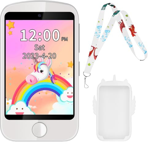 ele ELEOPTION Kinder Handy mit 19 Lernenspiel, 2,8 Zoll Touchscreen Smartphone mit Anfrufen SOS MP3 Kamera Rechner Schrittzähler, Kinderhandy für Junge Mädchen (Weiß)