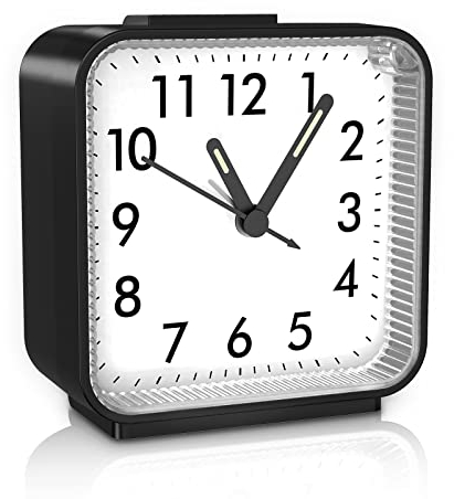 Ankilo Sveglia da Comodino, Batteria Digitale Sveglia, Sveglia Analogica Con Luce, Funzione Snooze, Luce Notturna, per Camera da letto Comodino, Casa, Ufficio