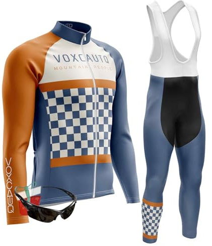 Abbigliamento Completo Ciclismo Uomo Tuta Bici da Corsa Invernale Maglia MTB Manica Lunga + Salopette Imbottiti+Polarizzati Occhiali Da Ciclismo... (5XL,TypA-7)