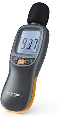 Brandson - Schallpegelmesser geeicht - Lautstärkemesser digital tragbar - 35dB bis 130dB mit LCD-Display mit Hintergrundbeleuchtung - Geräschmessgerät - MAX/MIN Datenspeicherung