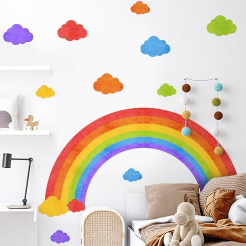 Winhappyhome Wandaufkleber mit bunten Wolken, Cartoon-Motiv, für Zuhause, Wohnzimmer, Schlafzimmer, dekorative Wandaufkleber