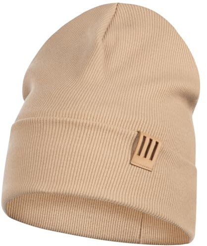 Smarilla Mütze Junge Kinder Beanie Herren gerippt, Größe: 58-60, Farbe: Beige