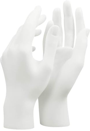2 Pieces Hand Model Reusable Manicure Practice Hands of Left and Right Hand Female Mannequin Hand Jewelry Display Holder Stand Support for Bracelet Necklace Ring,White