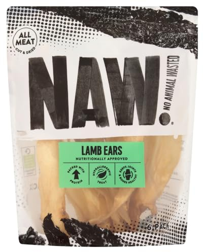 NAW | Lamb Ears | 6 Pack | Premium Dog Treats | Helps Support Healthy Dental Hygiene | 100% Lamb | A Leaner Source Of Protein