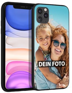 PR Print Royal Personalisierte Handyhülle für Apple iPhone 11 Pro Max - Selbst gestalten mit Foto und Text - Schwarze Hülle aus Silikon für iPhone 11 Pro Max