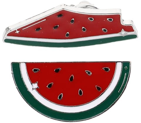 Lot de 2 broches en forme de pastèque en forme de pastèque en émail Palestine - En forme de fruit hawaïen - Bijoux pour l'été Luau, 3.20X1.60X1.00CM, Zinc, Pas de gemme