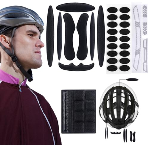 1 Set Fahrrad Helmschutz Universal Fahrradhelmschutz schwarz Fahrrad Helmpolster Ersatzteile mit 18 Punkten Klettverschluss, reflektierende Helmpolsterung