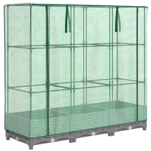 vidaXL Hochbeet mit Gewächshaus-Aufsatz Rattan-Optik 120x40x123 cm