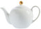 PRECITIME Weiße Porzellan-Teekanne, klassisches Design mit goldfarbenem Rand, schöne weiße Teekannen für losen Tee und Teebeutel, geeignet für Teepartys und Teebeutel, 850 ml