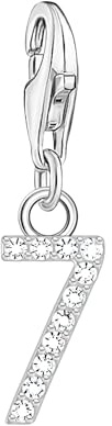 THOMAS SABO Charm-Anhänger Zahl 7 mit weißen Steinen Silber 925 Sterlingsilber