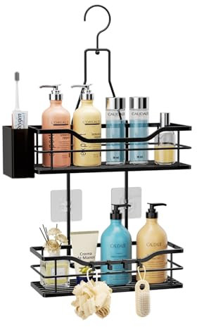 HapiRm Duschablage zum Hängen Duschregal Hängend - Duschregal zum Hängen 360° Verstellbarer Haken für das Badezimmer mit 4 Haken, Duschkorb zum Hängen für Shampoo, Spülung & Aufbewahrung im Badezimmer