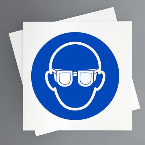 Cartel Uso Obligatorio Gafas Pack 2ud de 19x19 cm Señal Obligacion Uso de EPIS y Seguridad Industrial (Uso Obligatorio Gafas)