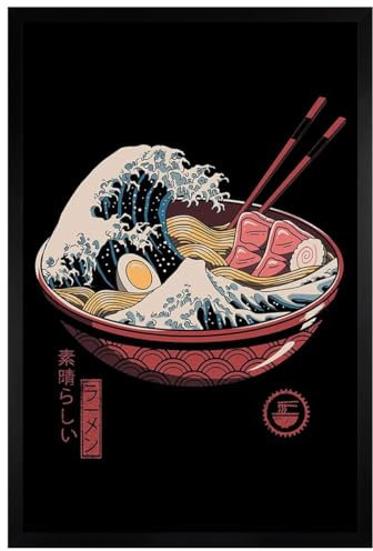 Vincent Trinidad Great Ramen Wave Maxi-Poster – schwarzer Holzrahmen