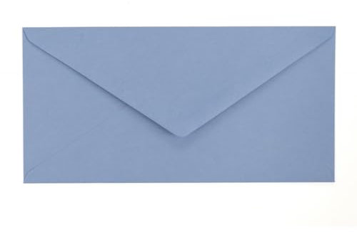Kuvertwelt Briefumschläge DIN C6 (220x110mm) - Nassklebend - Hochwertige Umschläge in verschiedenen Stückzahlen 25 Stück Briefumschläge DIN Lang nassklebend Blau 1