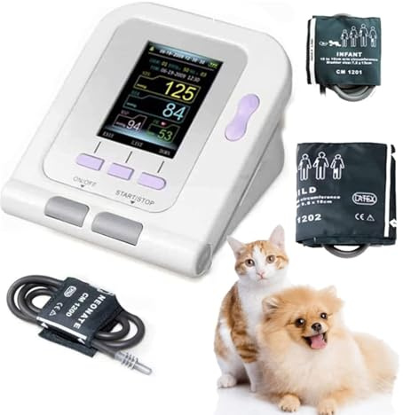 Digitales elektronisches Blutdruckmessgerät für Tiere, Blutdruckmessgerät mit 3 Manschetten, Tisch-Tierarztausrüstung für die Tierpflege von Hunden/Katzen/Haustieren, für den Heimgebrauch