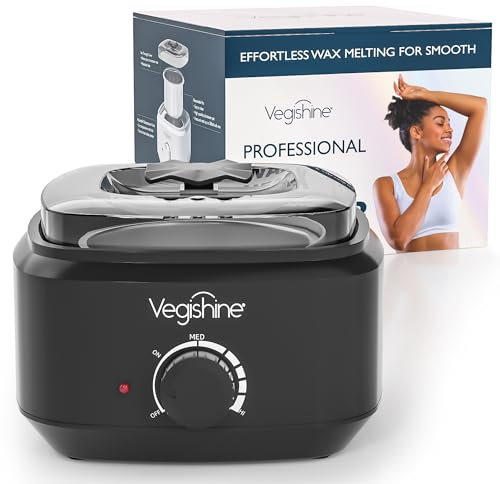 Wax Pot, VEGISHINE Professional Wax Heater with 600ml Removable Aluminum Pot, Temperature-adjustable Wax Warmer for Hair Removal Wax (Black)