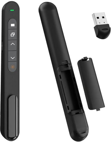 Clicker per presentazioni, 2,4 G Hz, telecomando wireless con collegamento ipertestuale e volume, per presentazioni in ufficio, per Keynote/PPT/Mac/PC/laptop (senza batteria)
