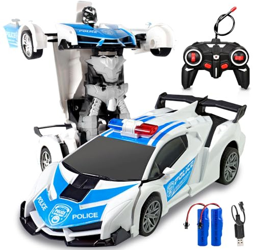 PLLYPE Ferngesteuertes Auto Roboter, 1:18 Verformung Roboter RC Auto, 360° Drehung, Transformator Spielzeug, mit 2.4GHz Fernbedienung, für Geschenke