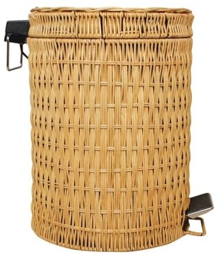 YANROSE Schritt Mülleimer Mit Fuß Pedal Rattan Pedal Bin Mit Deckel Doppel Schicht Mülleimer Touchless(Yellow,12L)