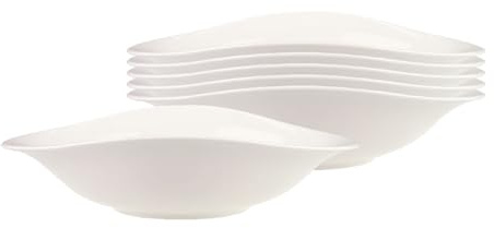 Villeroy & Boch - Vapiano Pastaschalen Set 6-Teilig Weiß, Spülmaschinenfest, Mikrowellensicher, Pastateller, Pastaschüssel, Teller Tief, Für Spaghetti, Nudeln oder Salat, Premium Porzellan