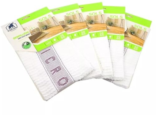 ÉLÉPHANT Maison - Serpillères Microfibre x5 - Idéale Surfaces Fragiles - Nettoie et Dégraisse sans Détergent - Sèche Rapidement - Écologique et Économique - Haute Qualité - Fabriqué en France