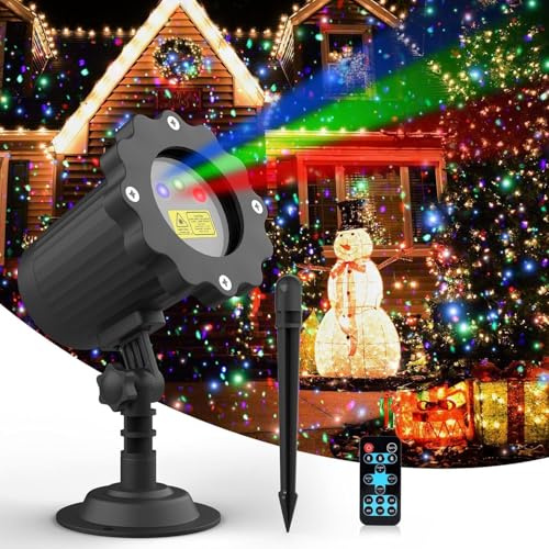 Christmas Projector Lights Outdoor, Outdoor Christmas Projector Lights, 3 Colors Moving Star Projectors with Remote Control, Waterproof IP65 for Garden, Party