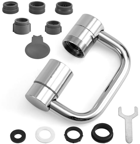 Rotatable Faucet Extender, Universal U-Shaped Rotating Tap Faucet Aerator Extender Adapter with 2 Flow Modes Suitable for Kitchen Bathroom Sink Attachment